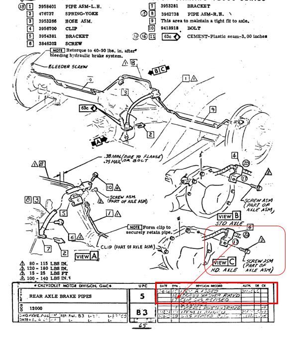 Rear Axle Brake Line Clip PN 3956700
